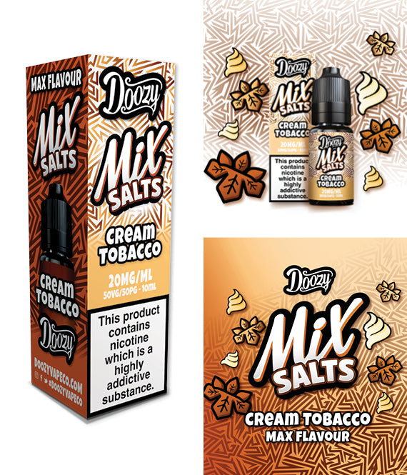 Cream Tobacco Nic Salt e-liquid 20mg by Doozy Mix Salts 10ml