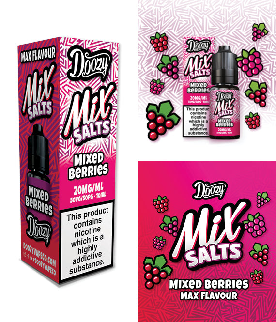 Mixed Berries Nic Salt e-liquid 20mg by Doozy Mix Salts 10ml