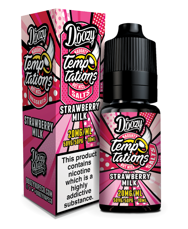 Strawberry Milk Nic Salt e-liquid by Doozy Temptations 10ml